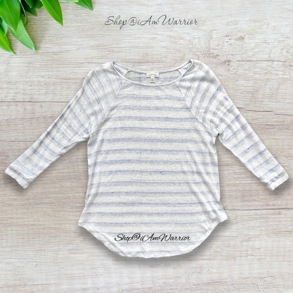 Soft Joie striped linen slub 3/4 sleeve t-shirt shop@iamwarrior - Picture 6 of 13